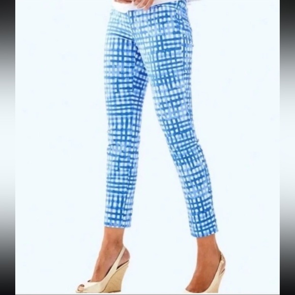 Lilly Pulitzer Kelly Skinny Ankle Pants Feelin Beachy Bennet Blue Sz 00 - Picture 3 of 7